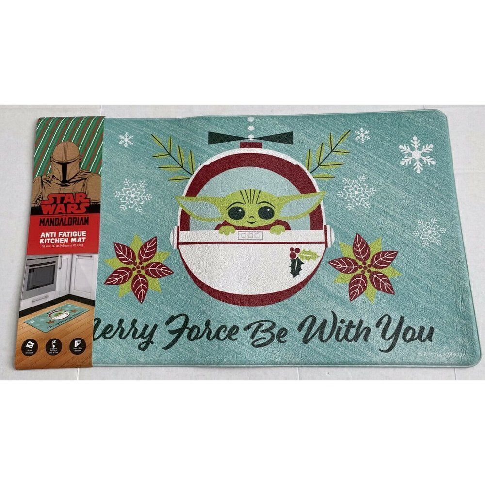 Star Wars Anti Fatigue Kitchen Mat Merry Force Be With You 18X30” Christmas NWT